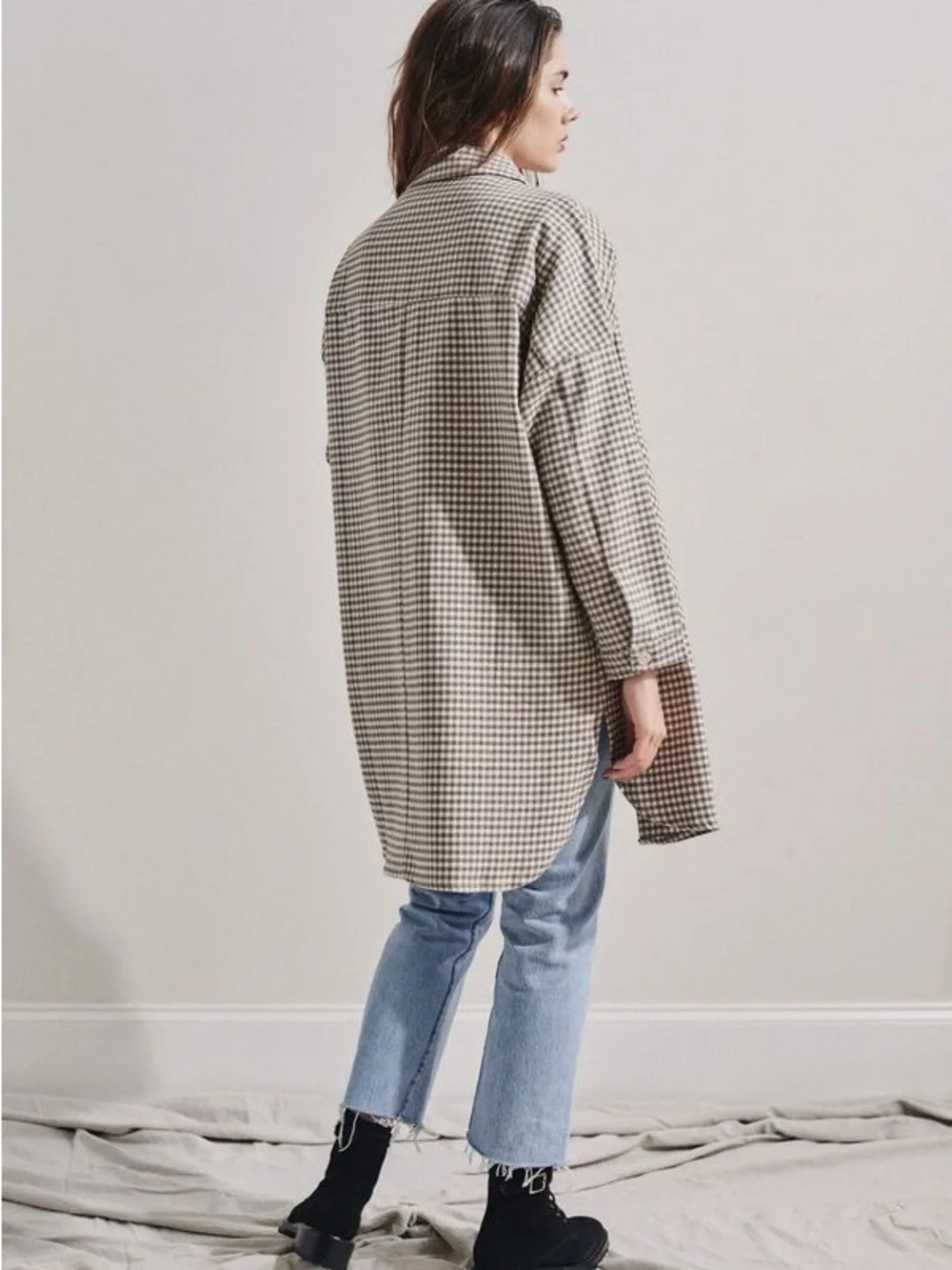 Rita Row Size M 100% Cotton Jannie Checkered Garment Long Button Flannel Shirt